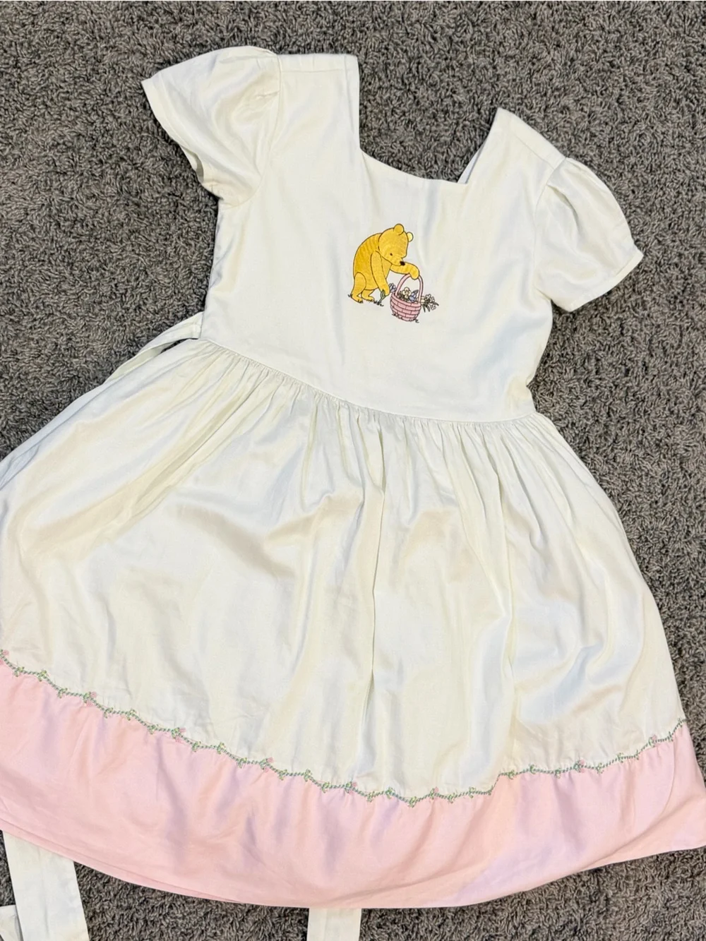 Girls Disney Pink and White Winnie the Pooh embroidered Party Dress, size 7-8